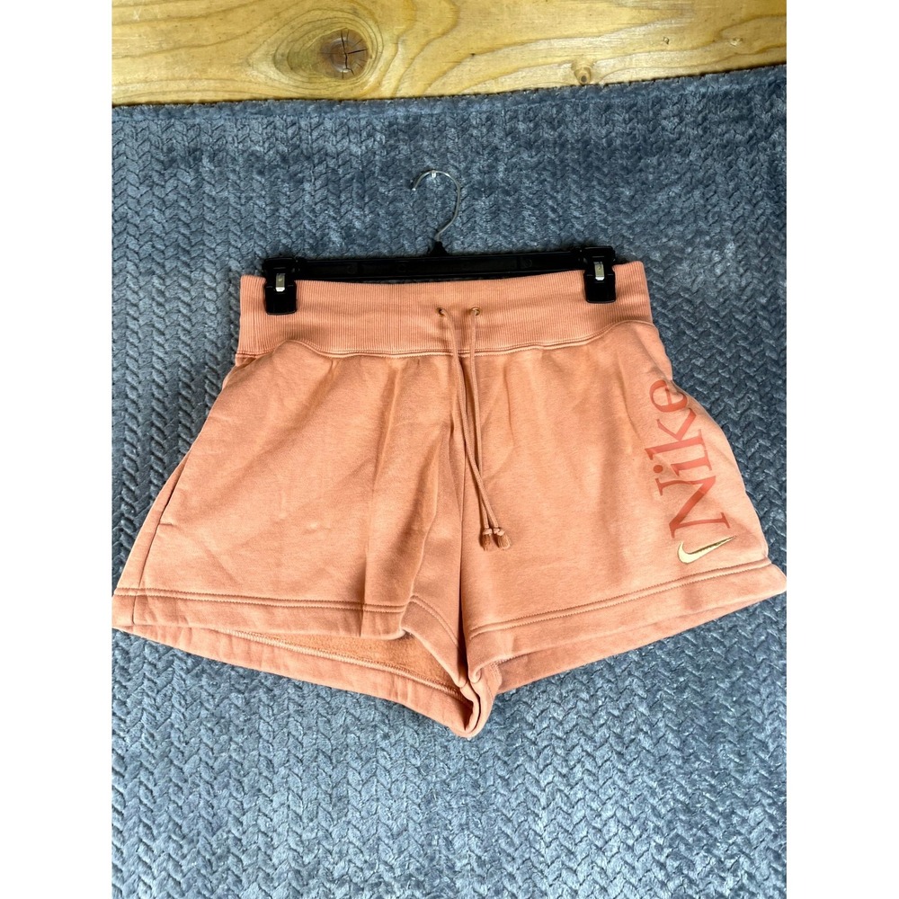 Nike Sportswear Phoenix Fleece Sweatshorts Womens Medium Peach High Waisted Logo